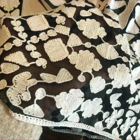 Anthropologie | Everleigh Rococo Sheer Black & Cream Embroidery Blouse - Picture 6 of 7